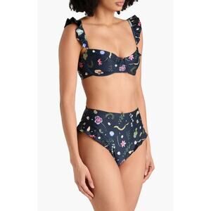 Agua Bendita Kiwi TesoroTop Jengibre Bottom  Bikini  Navy Large NWT